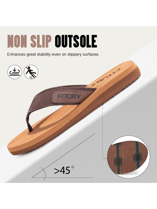 Men\'s Khaki Flat Thongs Solid Comfort Split Toe Rubber Flip Flop Slipper Shoes main image 4